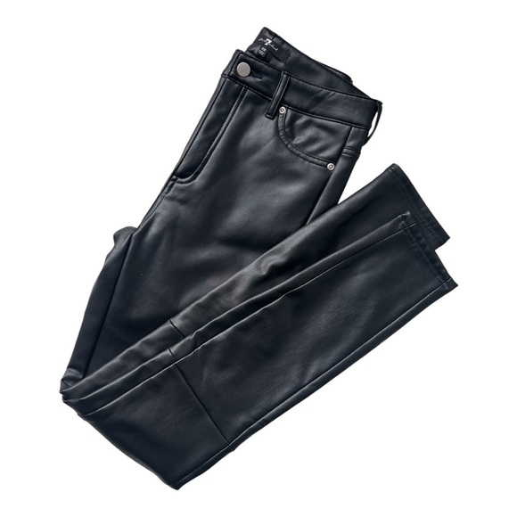 7 for All Mankind Black Faux Leather High Rise Stretch Pants Size: XS - Picture 1 of 5